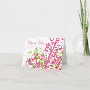 Remerciements Carte de remerciement de mariage florale rose vert