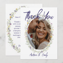 Carte de remerciement de mariage florale simple mo
