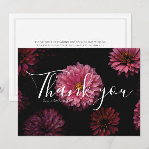 Remerciements Carte de remerciement de mariage florale Zinnia ro