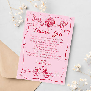 Remerciements Carte de remerciement de mariage funky rétro dessi