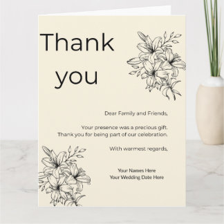 Remerciements Carte de remerciement de mariage minimal beige