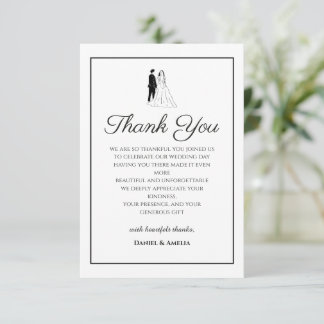 Remerciements Carte de remerciement de mariage minimal noir et b