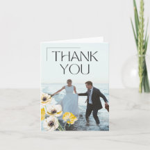 Carte de remerciement de mariage minimaliste Anémo