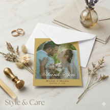 Carte de remerciement de mariage moderne avec phot
