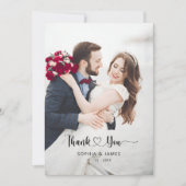 Remerciements Carte de remerciement de mariage photo avec script (Devant)