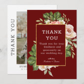 Remerciements Carte de remerciement de mariage photo Bourgogne (Devant / Derrière)