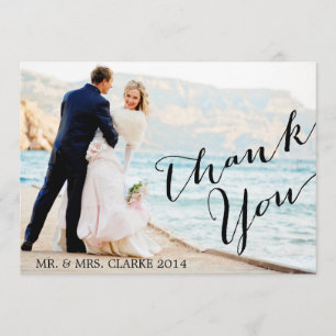 Remerciements Carte de remerciement de mariage photo chic