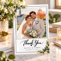 Carte de remerciement de mariage photo élégante