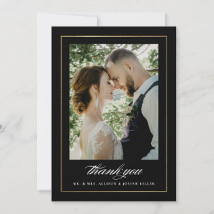 Remerciements Carte de remerciement de mariage photo élégante en