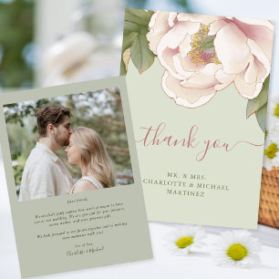 Remerciements Carte de remerciement de mariage photo florale Sau