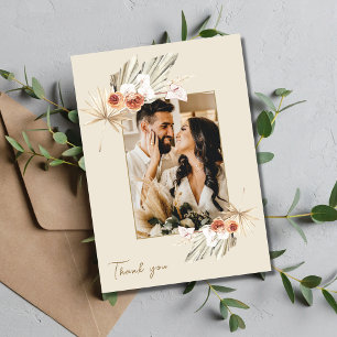 Remerciements Carte de remerciement de mariage photo florale tro