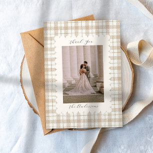 Remerciements Carte de Remerciement de Mariage Photo Gingham