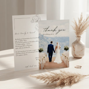 Remerciements Carte de remerciement de mariage photo minimaliste
