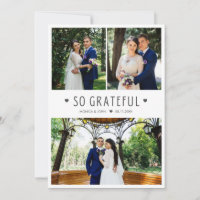 Carte de remerciement de mariage photo moderne Tel