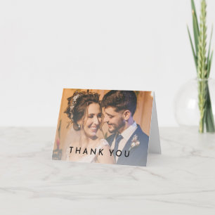 Remerciements Carte de remerciement de mariage photo pliée blanc