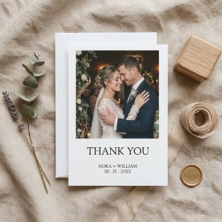 Remerciements Carte de remerciement de mariage photo simple mode