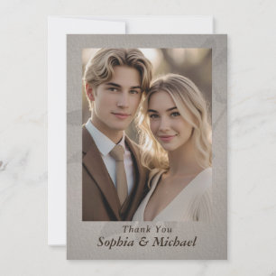 Remerciements Carte de remerciement de mariage photo subtile feu