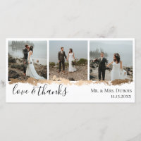 Carte de remerciement de mariage photo Veine d'Or
