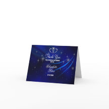 Carte de remerciement de mariage Royal Blue Diamon