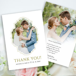 Remerciements Carte de remerciement de mariage Royal Classic Gol