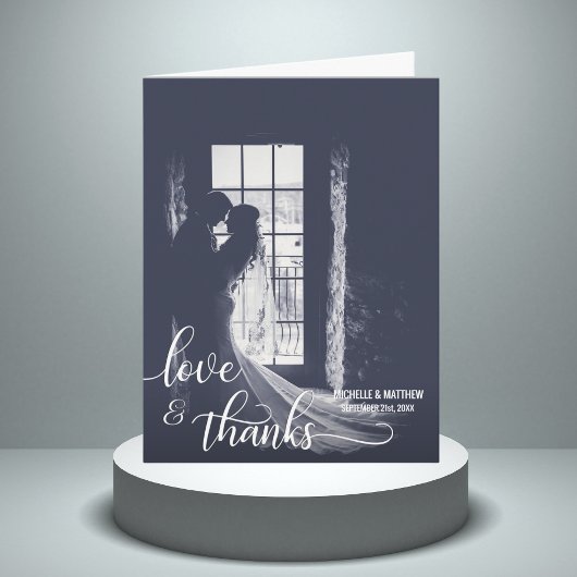 Remerciements Carte de remerciement de mariage Script LOVE & THA