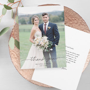 Remerciements Carte de remerciement de mariage simple avec écrit
