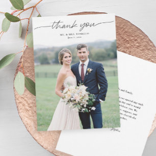 Remerciements Carte de remerciement de mariage simple avec écrit