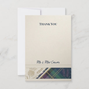 Remerciements Carte de remerciement de mariage tartan