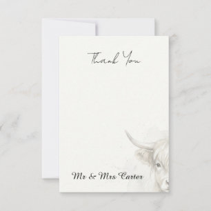 Remerciements Carte de remerciement de mariage vache Highland mi