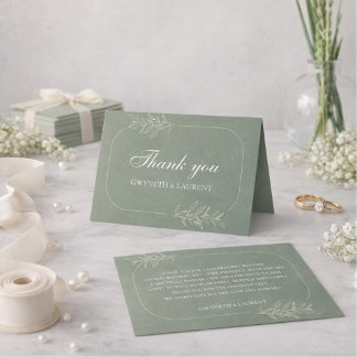 Remerciements Carte de remerciement de mariage vert élégant