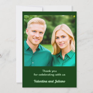 Remerciements Carte de remerciement de mariage vert foncé avec p