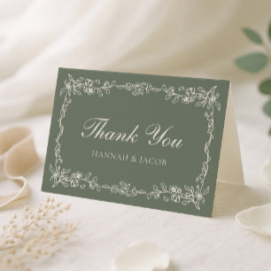 Remerciements Carte de remerciement de mariage vert sauge vintag