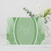 Remerciements Carte de remerciement de mariage vert tropical (Debout devant)