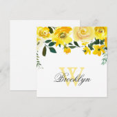 Remerciements Carte de remerciement de monogramme floral aquarel (Devant / Derrière)