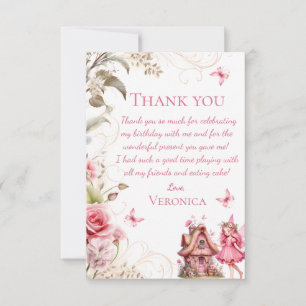 Remerciements Carte de remerciement de naissance de fée Floral r