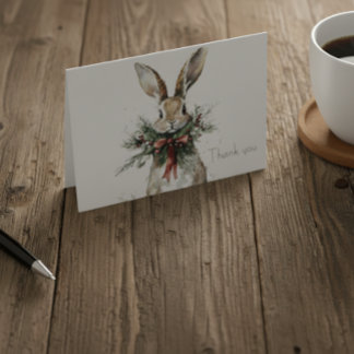 Remerciements Carte de remerciement de Noël Bunny Woodland