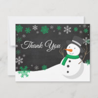 Carte de remerciement de Noël d'hiver Bonhomme de