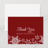 Remerciements Carte de remerciement de Noël ou d'hiver à flocons (Devant / Derrière)