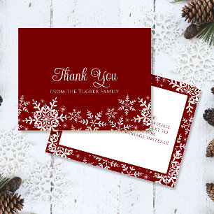 Remerciements Carte de remerciement de Noël ou d'hiver flocons d
