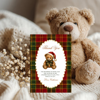 Remerciements Carte de remerciement de Noël Ourson au chapeau de