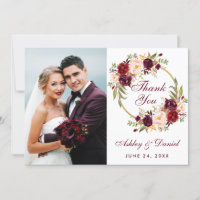 Carte de remerciement de photo de mariage avec cou