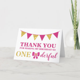 Remerciements Carte de remerciement de premier anniversaire Oned
