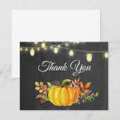Remerciements Carte de remerciement de pumpkin d'automne rustiqu (Devant / Derrière)