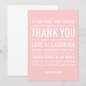 Remerciements Carte de remerciement de réception de mariage rose (Devant / Derrière)