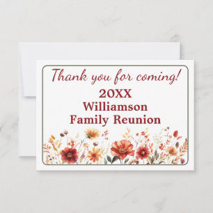 Remerciements Carte de remerciement de réunion de famille Fleurs
