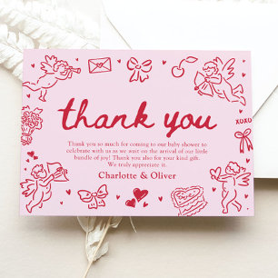 Remerciements Carte de remerciement de Saint-Valentin dessinée à