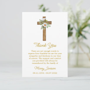 Remerciements Carte de remerciement de sympathie Daisy Cross
