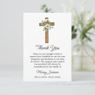 Remerciements Carte de remerciement de sympathie Daisy Cross