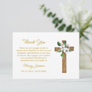 Remerciements Carte de remerciement de sympathie Jasmine Cross