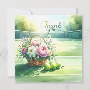 Remerciements Carte de remerciement de tennis avec balle sur le